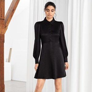 & Other Stories Mini Shirt Dress in Black